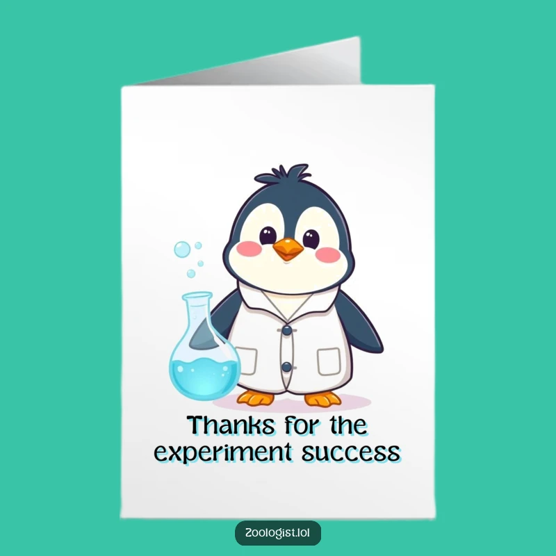 Novel Free Printable Thank You Card: Penguin Scientist Humor Downloadable Gift