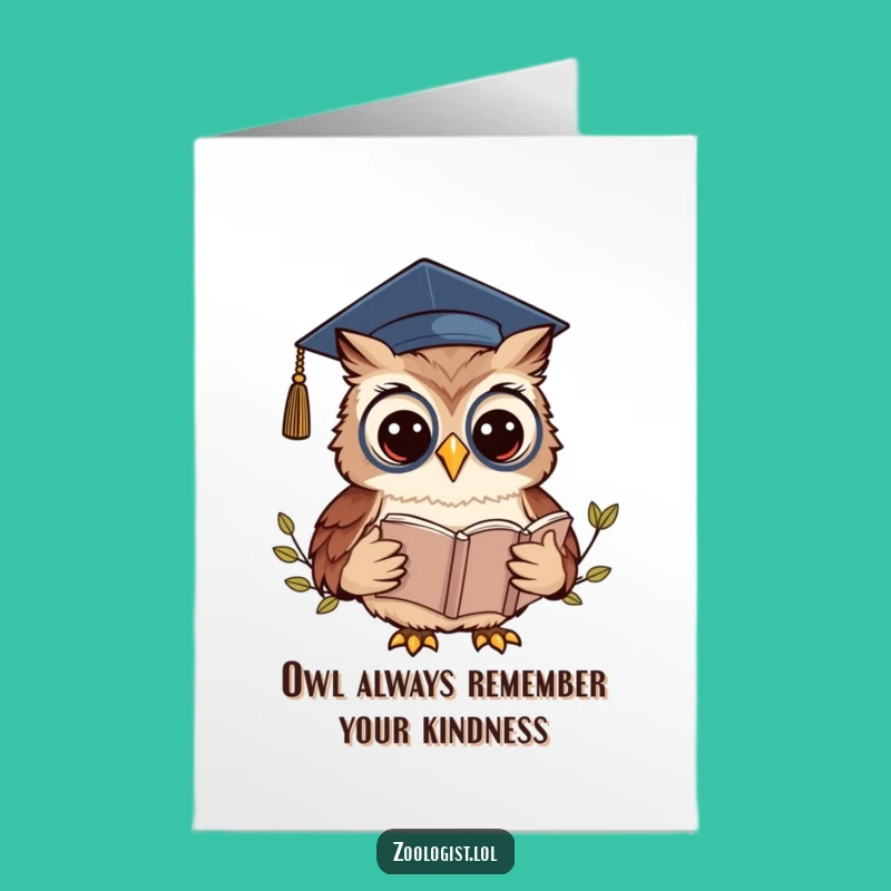 Free Printable Thank You Card: Owl Zoologist Graduation Cap Humorous Downloadable Gratitude Gift