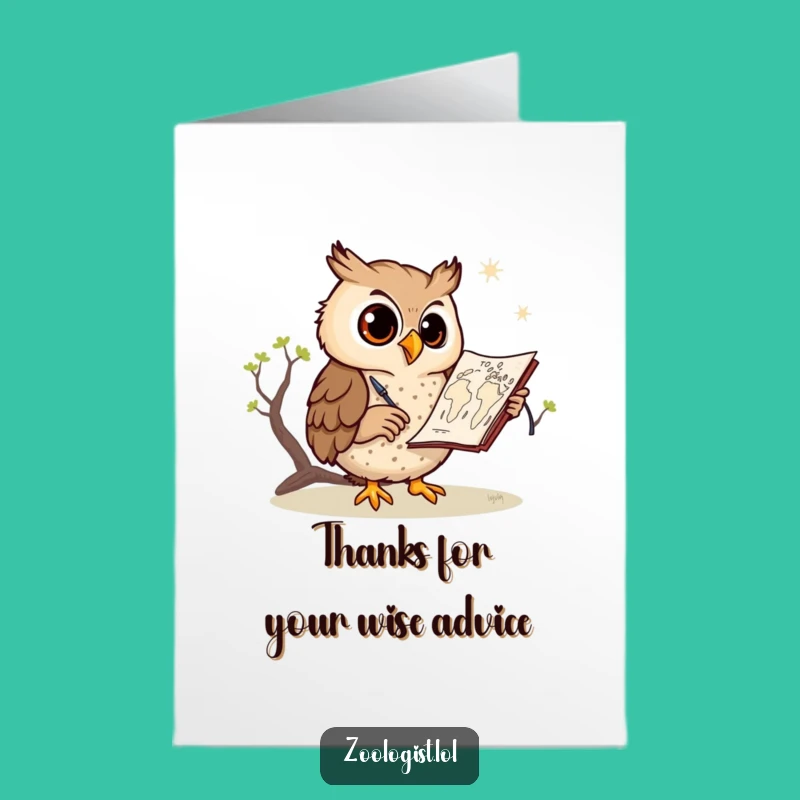 Free Printable Thank You Card: Funny Owl Cartographer - Downloadable Grateful Gift