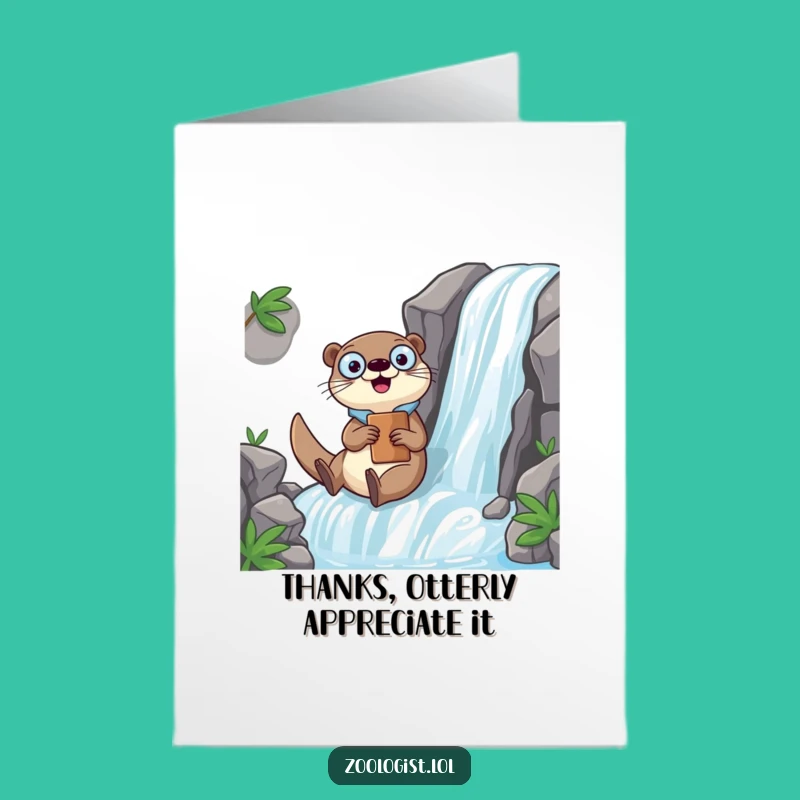Free Printable Kawaii Otter Zoologist Thank You Card: Funny Downloadable Gift for Splashy Helpers
