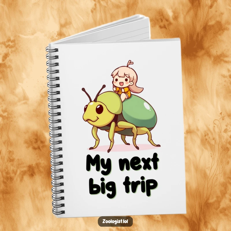 Funny Beetle Rider Notebook: Character joyfully rides a giant, friendly beetle, perfect for jotting down funny thoughts and adventures.