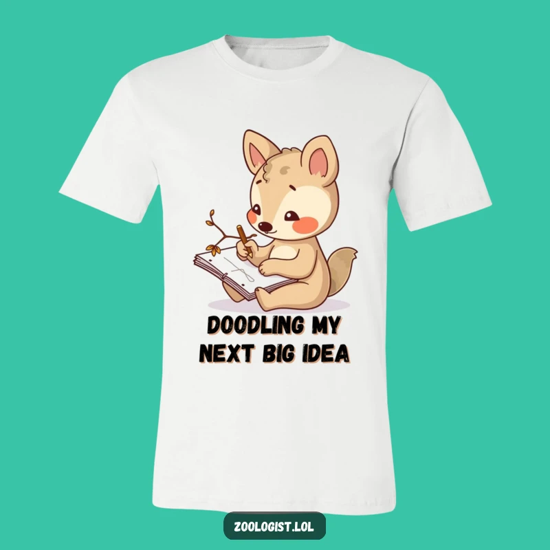 Funny Artist Animal T-Shirt - Curious Sketcher with Twig, Creative Casual Wear
