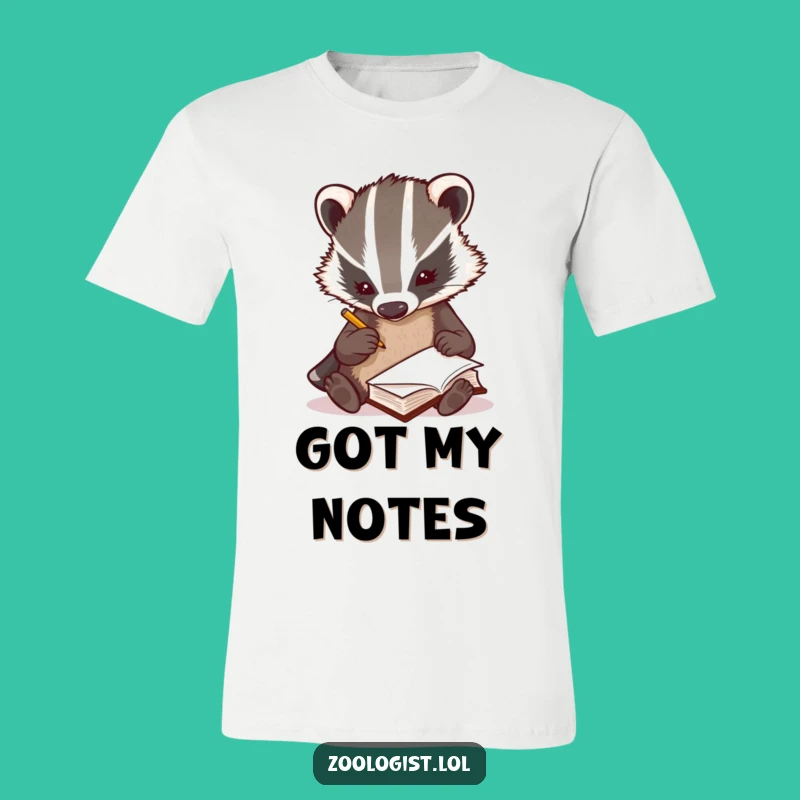 Funny Badger Zoologist T-Shirt - Curious Note-Taker Tee