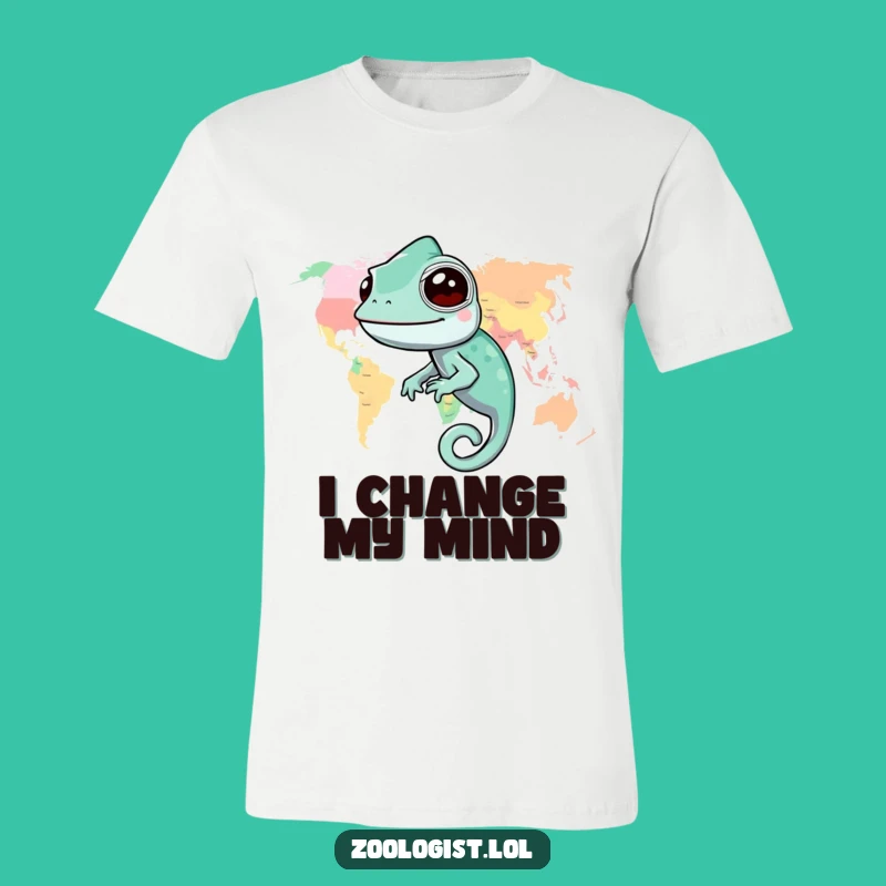 Funny Chameleon World Map T-Shirt: Wear Your Colors and Wanderlust Boldly