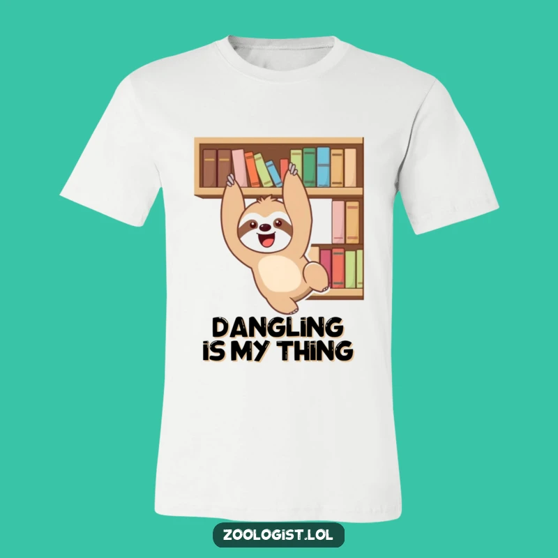 Funny Sloth Bookshelf T-Shirt: Hilarious Reading Humor for Leisurely Days