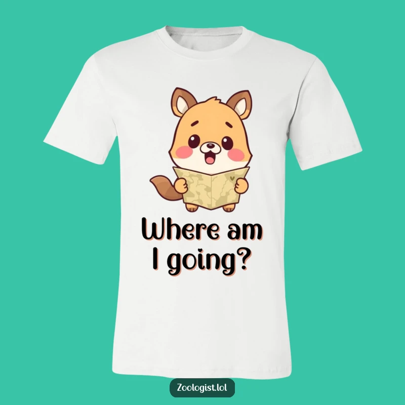 Funny Surprised Animal Map T-Shirt - Lost Explorer Tee for Humorous Journeys