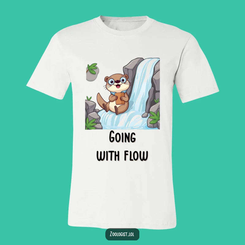 Funny Kawaii Otter Zoologist T-Shirt: Thrilling Waterfall Slide Tee