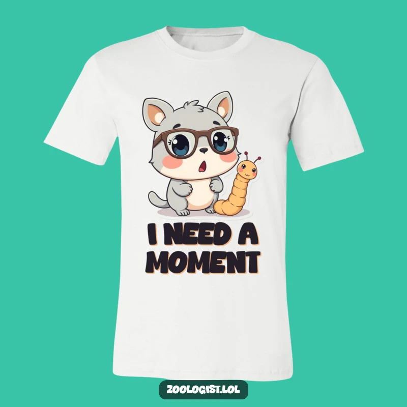 Funny Surprised Animal T-Shirt with Spectacled Worm - Hilarious Outfit for Laughs