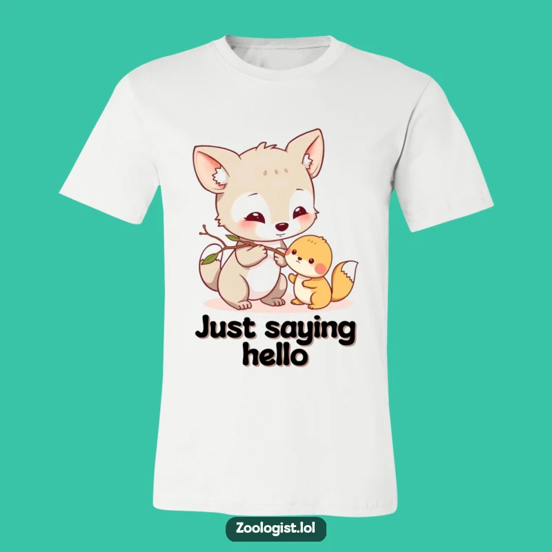Funny Kind Character T-Shirt - Curious Animal Nudging Friend, Great Comforting Gift