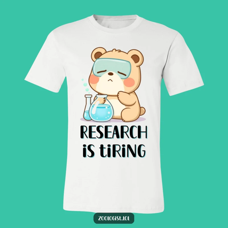 Funny Kawaii Bear Zoologist T-Shirt: Sleepy Lab Yawn Tee for Researchers