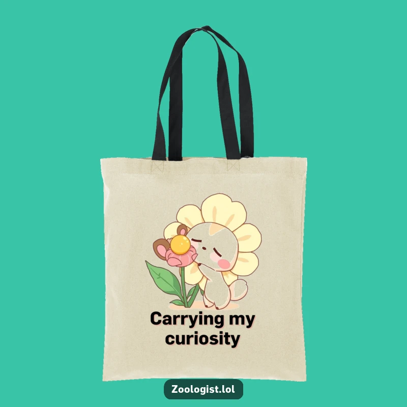 Funny Curious Animal Tote Bag - Whimsical Poke Flower Shopping Bag Gift