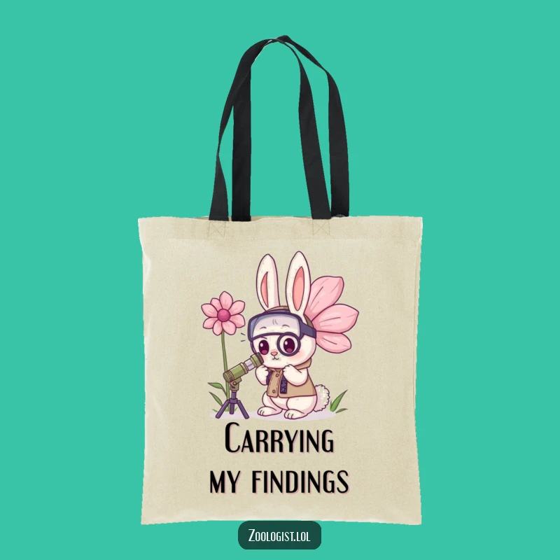 Funny Kawaii Rabbit Zoologist Tote Bag: Carry Your Laughs & Botanical Finds!