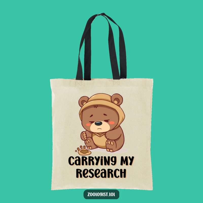 Funny Bear Zoologist Tote Bag: Thoughtful Explorer Accessory for Everyday Errands
