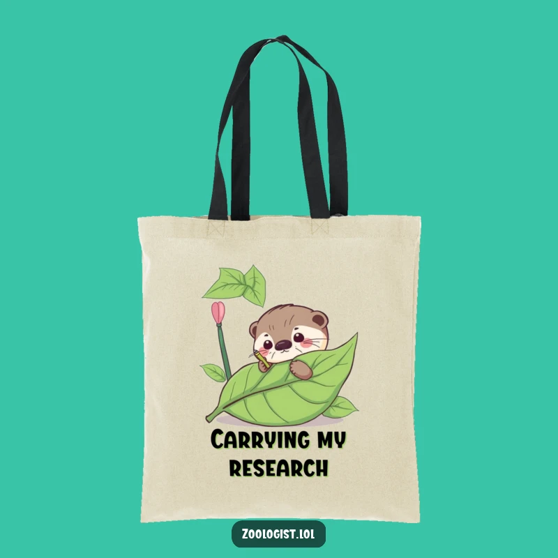 Funny Otter Leaf Annotation Tote Bag - Chic Hilarious Study Accessory