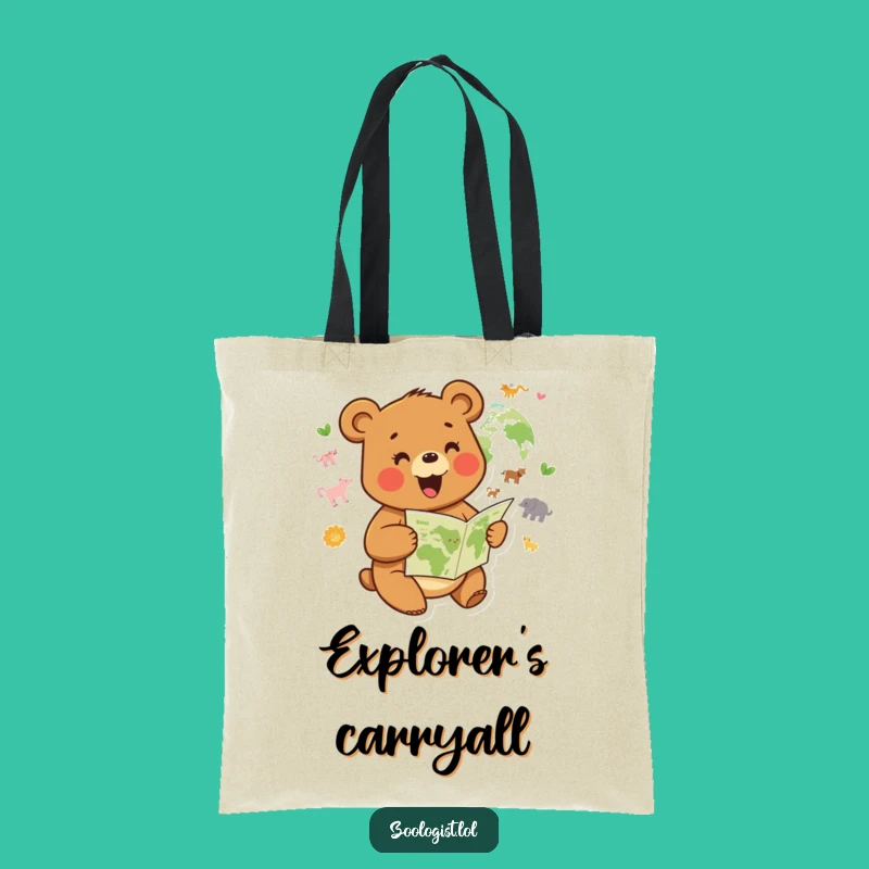 Funny Joyful Bear Habitat Map Tote Bag: Hilarious Adventure Carry-All