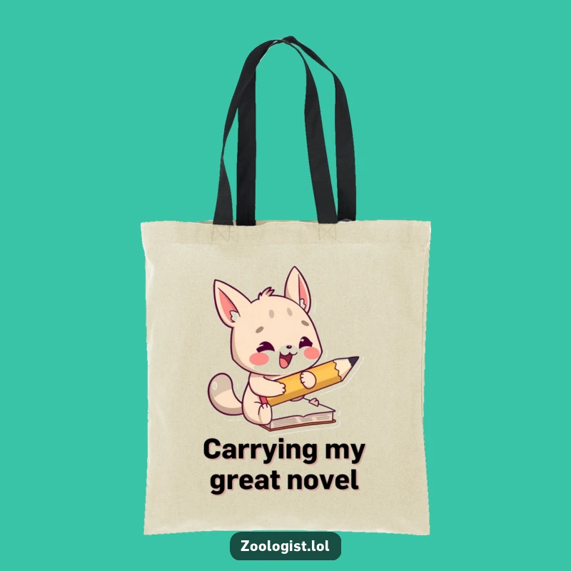 Funny Animal Tote Bag - Big Pencil Note Taker Shopping Gift