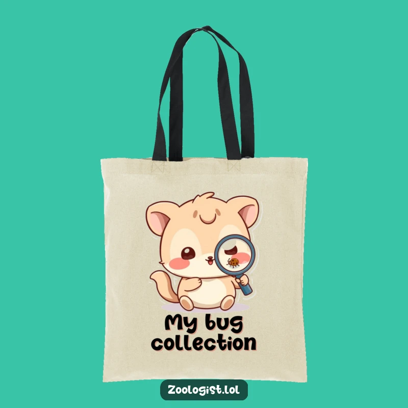 Funny Bug Explorer Tote Bag - Playful Animal, Magnifying Glass, Perfect Eco-Friendly Gift