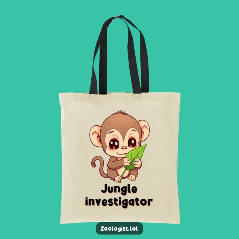 Funny Curious Monkey Leaf Tote Bag: Hilarious Nature Carry-All