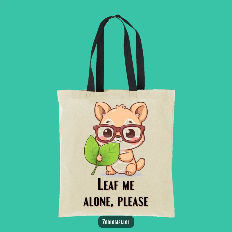 Funny Cute Animal Tote Bag - Oversized Glasses Character Examining Leaf, Perfect Eco-Friendly Gift