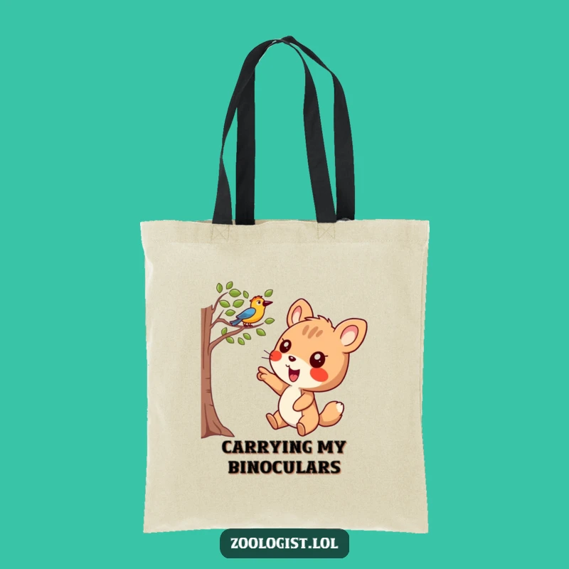 Funny Joyful Lookout Tote Bag - Animal Points at Bird, Perfect Eco-Friendly Gift