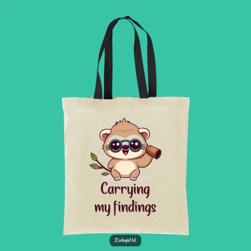 Funny Kawaii Sloth Zoologist Tote Bag: Happy Amazed Character, Nature Print, Practical Gift