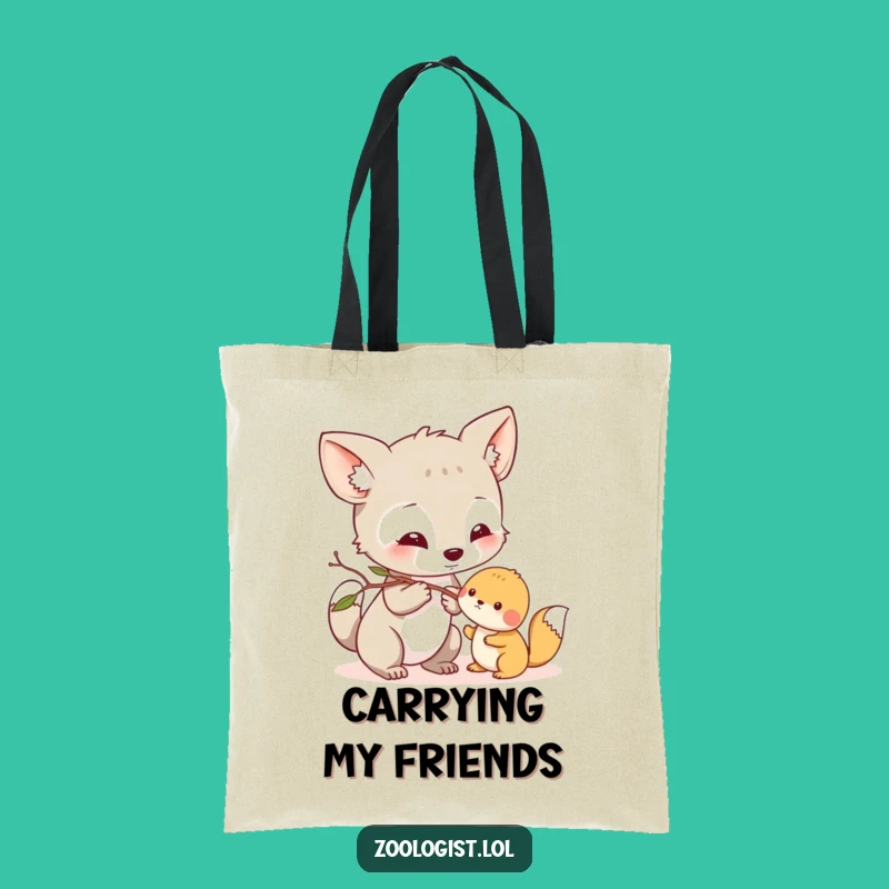 Funny Kind Interaction Tote Bag - Curious Animal, Gentle Nudge, Perfect Eco-Friendly Gift