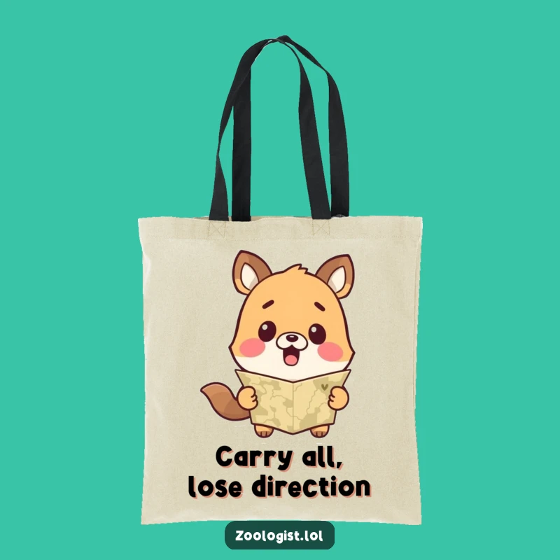 Funny Surprised Animal Map Tote Bag - Travel Mishap Gift for Shoppers